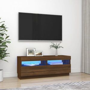 vidaXL Comodă TV cu lumini LED, stejar maro, 100x35x40 cm imagine