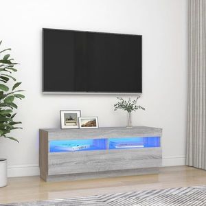 vidaXL Comodă TV cu lumini LED, gri sonoma, 100x35x40 cm imagine