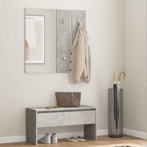 vidaXL Set de mobilier pentru hol, gri beton, lemn prelucrat imagine