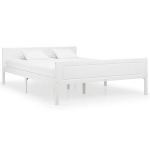 vidaXL Cadru de pat, alb, 140x200 cm, lemn de pin masiv imagine
