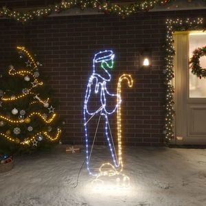vidaXL Figurină cioban cu miel de Crăciun, 168 de LED-uri imagine
