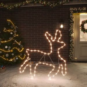 vidaXL Figurină ren de Crăciun, 72 LED-uri, alb cald, 57x55x4, 5 cm imagine