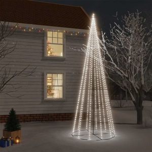 vidaXL Brad de Crăciun conic, 732 LED-uri, alb rece, 160x500 cm imagine