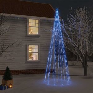 vidaXL Brad de Crăciun cu țăruș, 732 LED-uri, albastru, 500 cm imagine