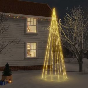 vidaXL Brad de Crăciun cu țăruș, 732 LED-uri, alb cald, 500 cm imagine