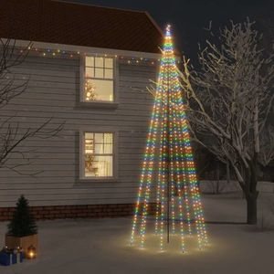 vidaXL Brad de Crăciun cu țăruș, 732 LED-uri, multicolor, 500 cm imagine
