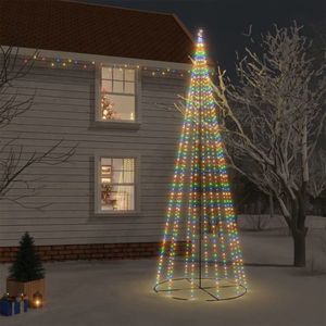 vidaXL Brad de Crăciun conic, 732 LED-uri, multicolor, 160x500 cm imagine