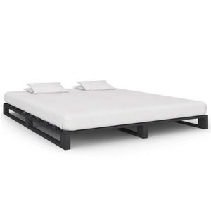 vidaXL Cadru de pat din paleți, gri, 180 x 200 cm, lemn masiv de pin imagine