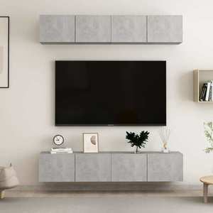 vidaXL Dulapuri TV, 4 buc., gri beton, 80x30x30 cm, lemn prelucrat imagine