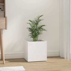 vidaXL Jardinieră cutie, alb extralucios, 40x40x40 cm, lemn compozit imagine