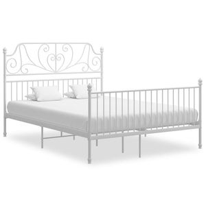 vidaXL Cadru de pat, alb, 140x200 cm, metal imagine