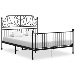 vidaXL Cadru de pat, negru, 140x200 cm, metal imagine