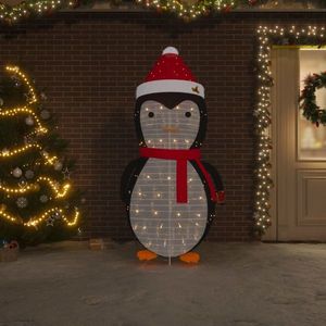 vidaXL Figurină pinguin decorativă Crăciun, LED, 180 cm, țesătură lux imagine