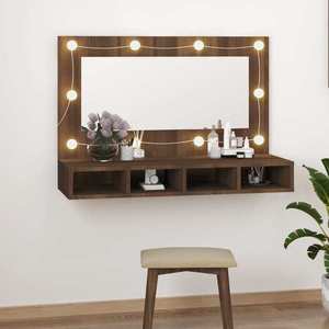 vidaXL Dulap cu oglindă și LED, stejar maro, 90x31, 5x62 cm imagine