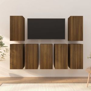 vidaXL Dulapuri TV, 7 buc., stejar maro, 30, 5x30x60 cm, lemn prelucrat imagine