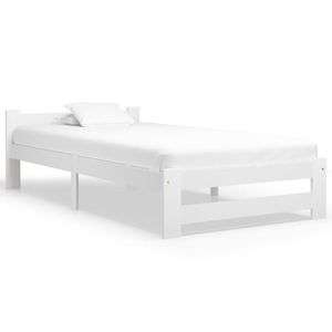 vidaXL Cadru de pat, alb, 100 x 200 cm, lemn masiv de pin imagine