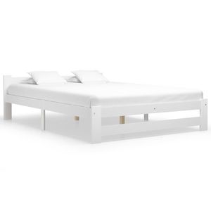 vidaXL Cadru de pat, alb, 120 x 200 cm, lemn masiv de pin imagine