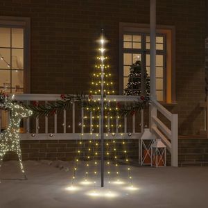 vidaXL Brad de Crăciun pe catarg, 108 LED-uri, alb cald, 180 cm imagine