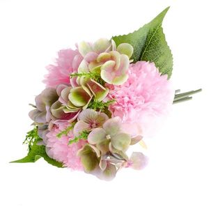 Buchet flori artificiale Bujor cu hortensie, griînchis, 30 cm imagine