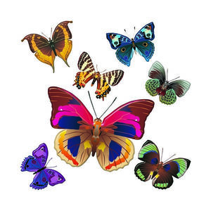 Decorațiune autocolantă Butterflies, 30 x 30 cm imagine