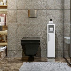 Dulap de baie cu suport hartie igienica Star, Kalune Design, 15x12x65 cm, alb imagine