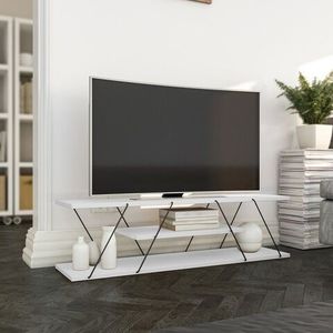 Comoda TV Canaz, Kalune Design, 120x30x33 cm, alb/negru imagine