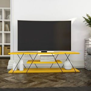 Comoda TV Canaz, Kalune Design, 120x30x33 cm, galben/negru imagine