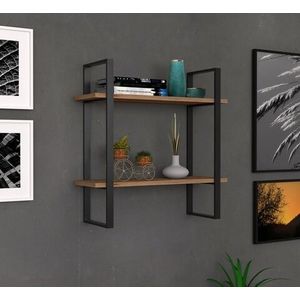 Raft de perete, Asse Home, 70x22x70 cm, PAL melaminat, natural/negru imagine