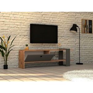 Comoda TV Ova, Puqa Design, 120x25x36.8 cm, antracit/natural imagine