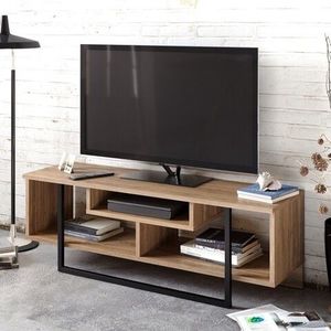 Comoda TV Asal, Zena Home, 119.4x35.2x40.2 cm, maro/negru imagine