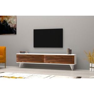 Comoda TV Hill, Puqa Design, 160x25x40 cm, maro/alb imagine