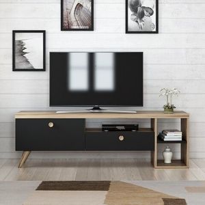 Comoda TV Parion, Inarch, 150x35x47 cm, natural/negru imagine