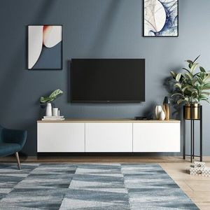 Comoda TV Neon, Inarch, 160x32x35 cm, alb/natural imagine