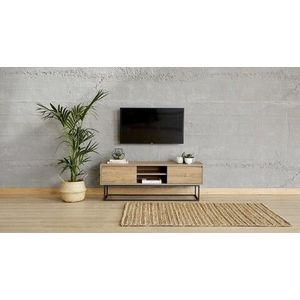 Comoda TV Laxus, Almaren, 140x40x50 cm, maro/negru imagine