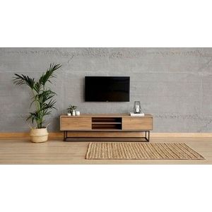 Comoda TV Laxus, Almaren, 180x40x50 cm, maro/negru imagine