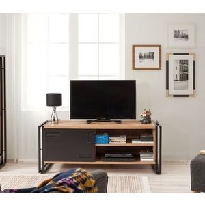 Comoda TV Cosmo Foris, Sapphire, 130x45x50 cm, natural/negru imagine