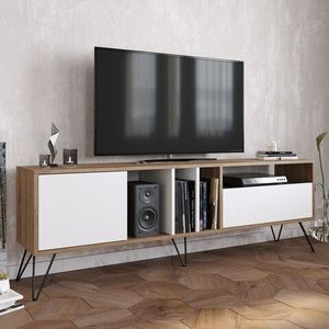 Comoda TV Mistico, Zena Home, 180x35.5x58.7 cm, maro/negru imagine