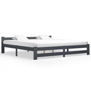vidaXL Cadru de pat, gri închis, 200 x 200 cm, lemn masiv de pin imagine
