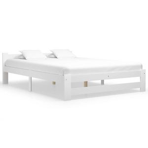 vidaXL Cadru de pat, alb, 180 x 200 cm, lemn masiv de pin imagine