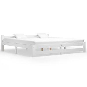 vidaXL Cadru de pat, alb, 200 x 200 cm, lemn masiv de pin imagine