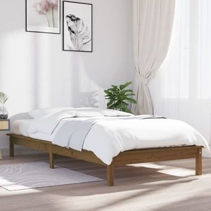 vidaXL Cadru de pat, maro miere, 90x200 cm, lemn masiv de pin imagine