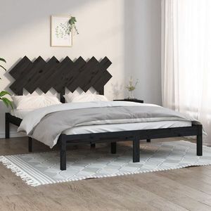 vidaXL Cadru de pat, negru, 140x190 cm, lemn masiv imagine