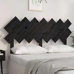 vidaXL Tăblie de pat, negru, 141x3x80, 5 cm, lemn masiv de pin imagine
