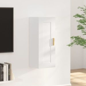 vidaXL Dulap de perete, alb extralucios, 35x34x90 cm, lemn compozit imagine