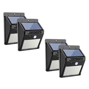 Set 4 Bucati Lampa Solara cu 30 Led-uri Senzor de Miscare Acumulator Li-Ion 1200 mAh Oprire Automata G Glixicom® imagine
