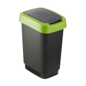 Cos gunoi plastic capac batant negru-verde Rotho Twist 10 L imagine