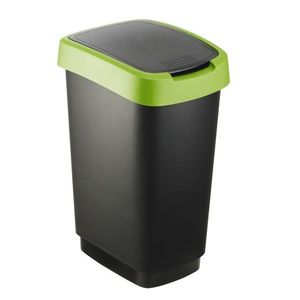 Cos gunoi plastic capac batant negru-verde Rotho Twist 25 L imagine