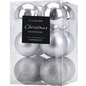 Set ornamente de Crăciun, Agira 12 buc., argintiu, diam. 6 cm imagine