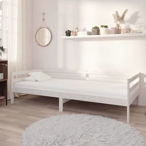 vidaXL Pat de zi cu sertare, alb, 90x200 cm, lemn masiv de pin imagine