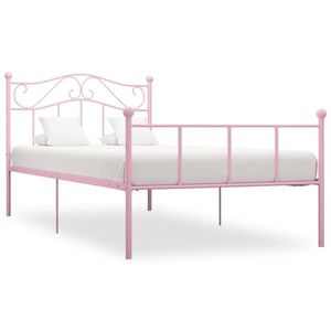 vidaXL Cadru de pat, roz, 100 x 200 cm, metal imagine